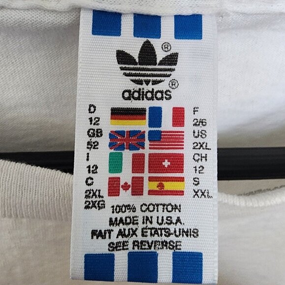 Adidas Black Red Logo Vintage USA Made Heavy Weight Single Stitch Shirt Size 2XL - Picture 5 of 5